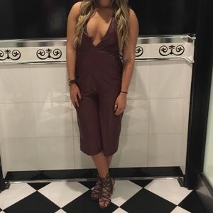 Misguided Maroon Pleather Jumpsuit